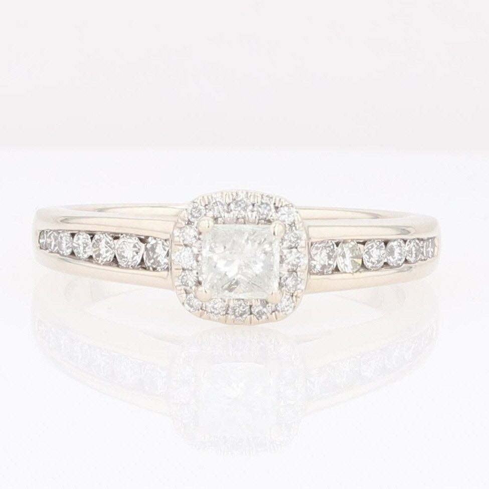 .61ctw Princess Cut Diamond Halo Engagement Ring 14k White Gold Size 6.75
