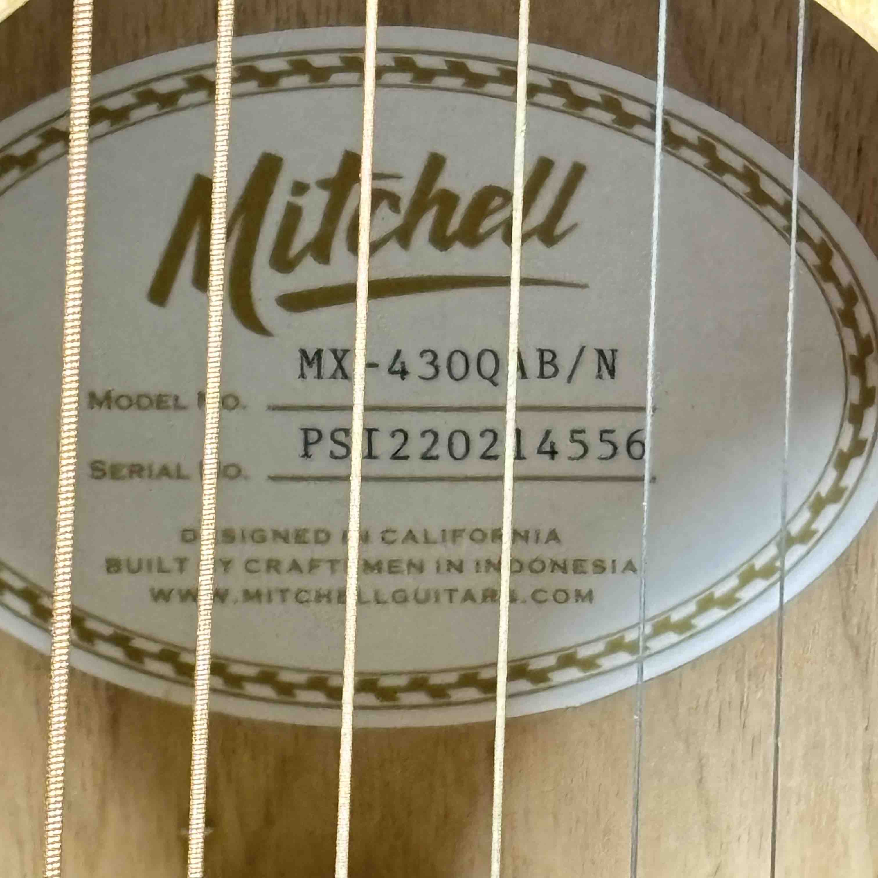 Mitchell MX430QAB Exotic Series RH Acoustic-Electric Guitar - Quilted ...