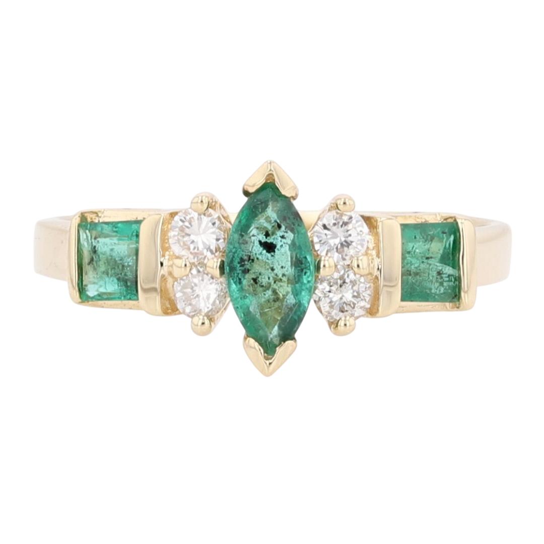 .78ctw Marquise Cut Emerald with Diamond Accents Ring 14k Yellow Gold ...