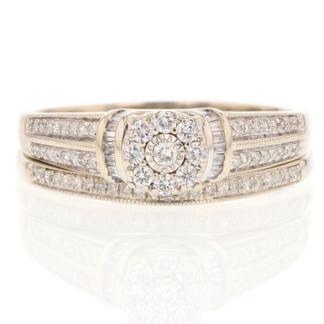 .51ctw Round Cut Diamond Cluster Wedding Set Rings 14k White Gold Size 9.5