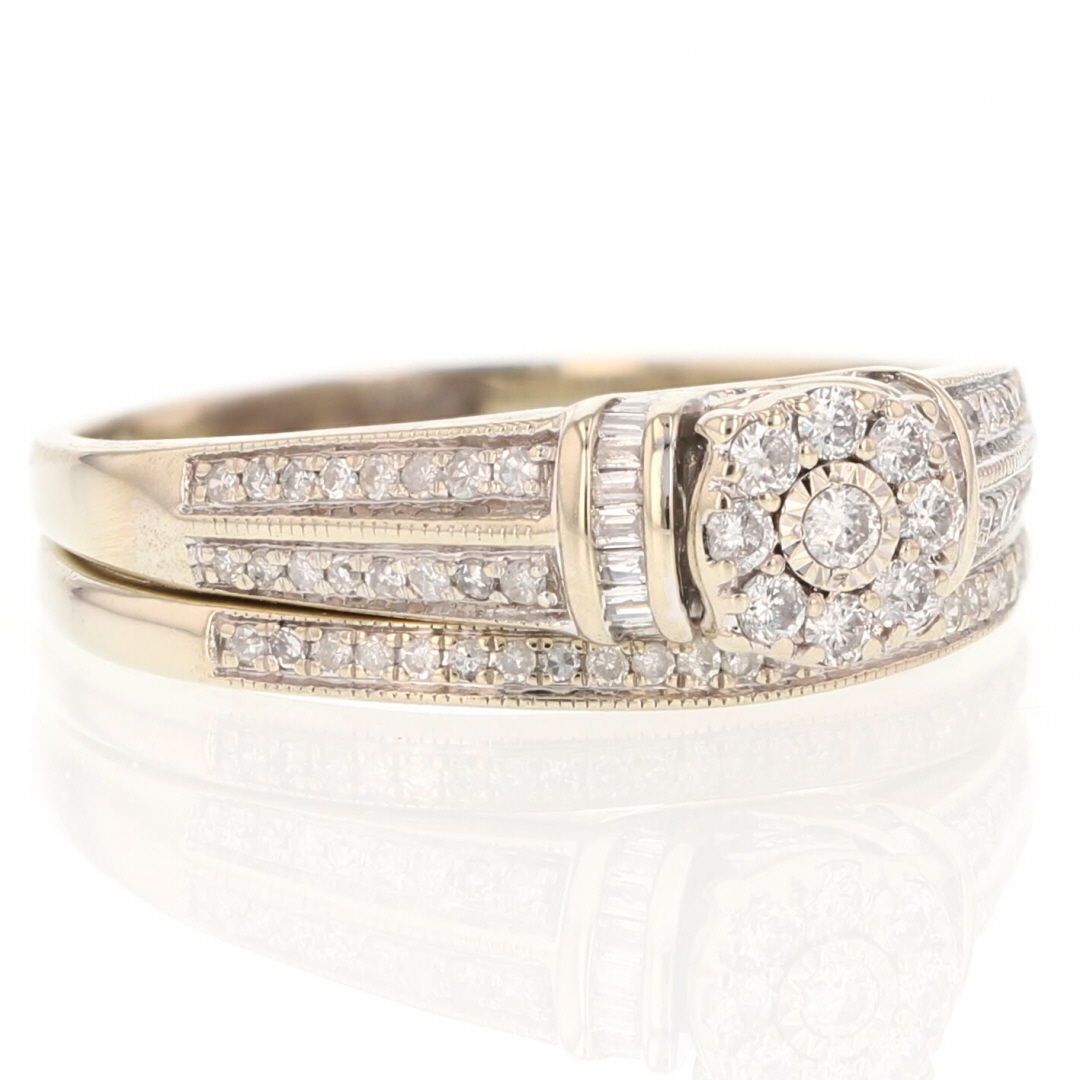 .51ctw Round Cut Diamond Cluster Wedding Set Rings 14k White Gold Size 9.5