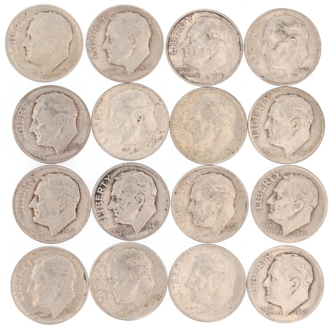 1946 -1964 Silver Roosevelt Dimes 90% Fine Silver Set of 100
