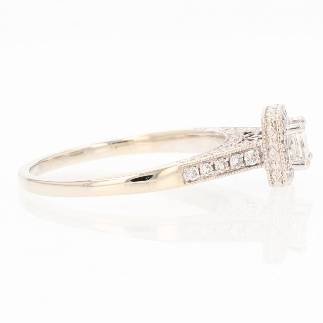 .49ctw Princess Cut Diamond with Halo Engagement Ring 14k White Gold ...