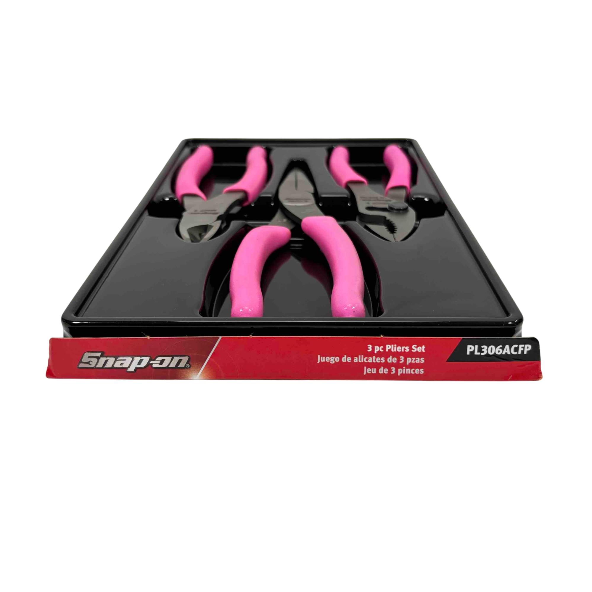 Snap On PL306ACFP 3-Piece Pink Soft Grip Pliers Set