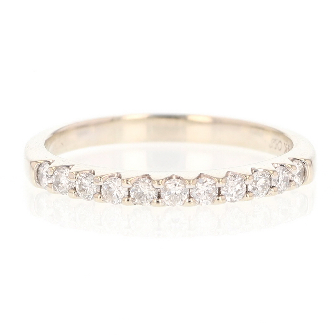 .36ctw Round Cut Diamond Pavé Set Wedding Band Ring 14k White Gold Size ...