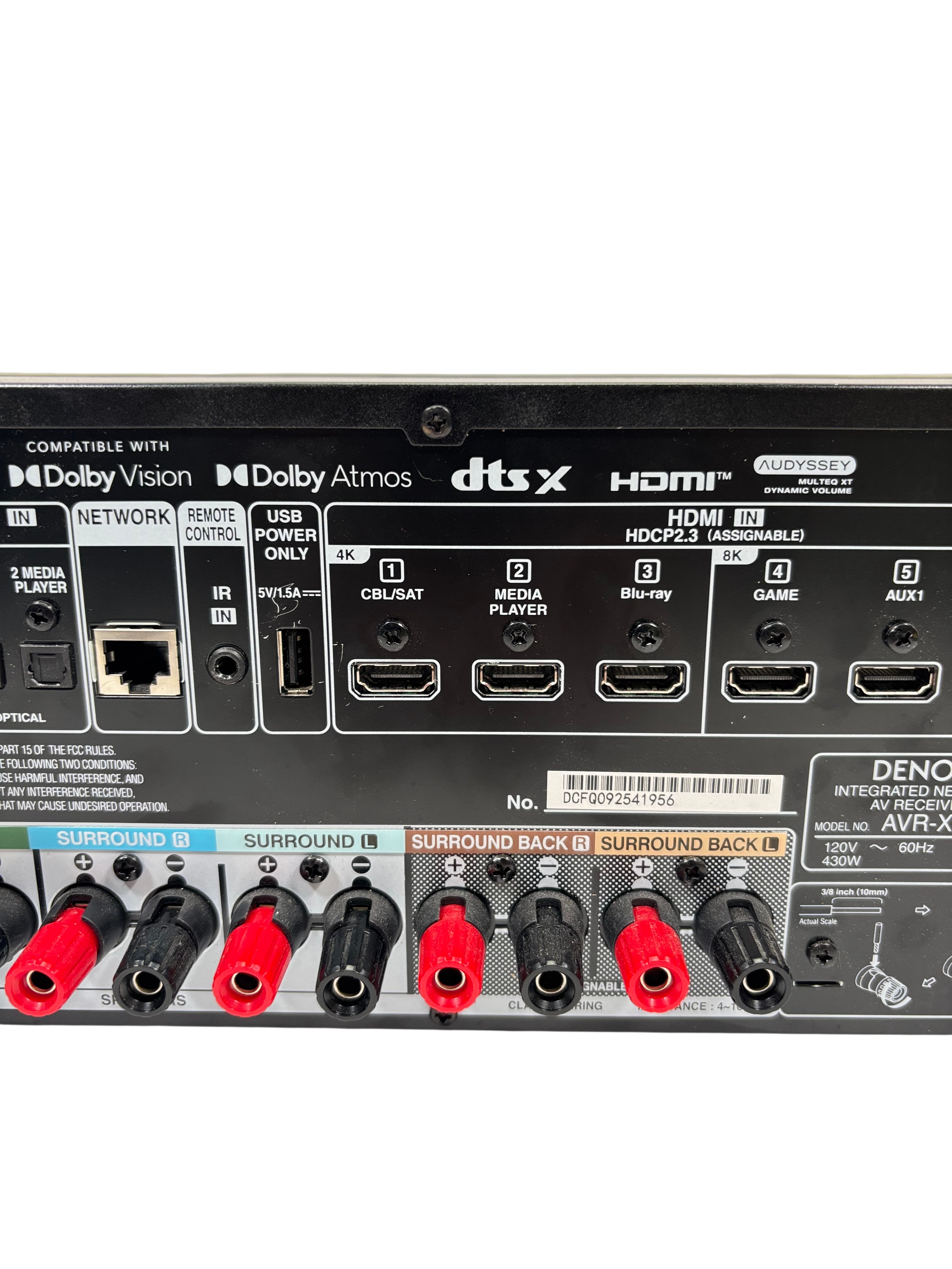 Denon AVR-X1800H 7.2 Channel 8K HDMI A/V Receiver