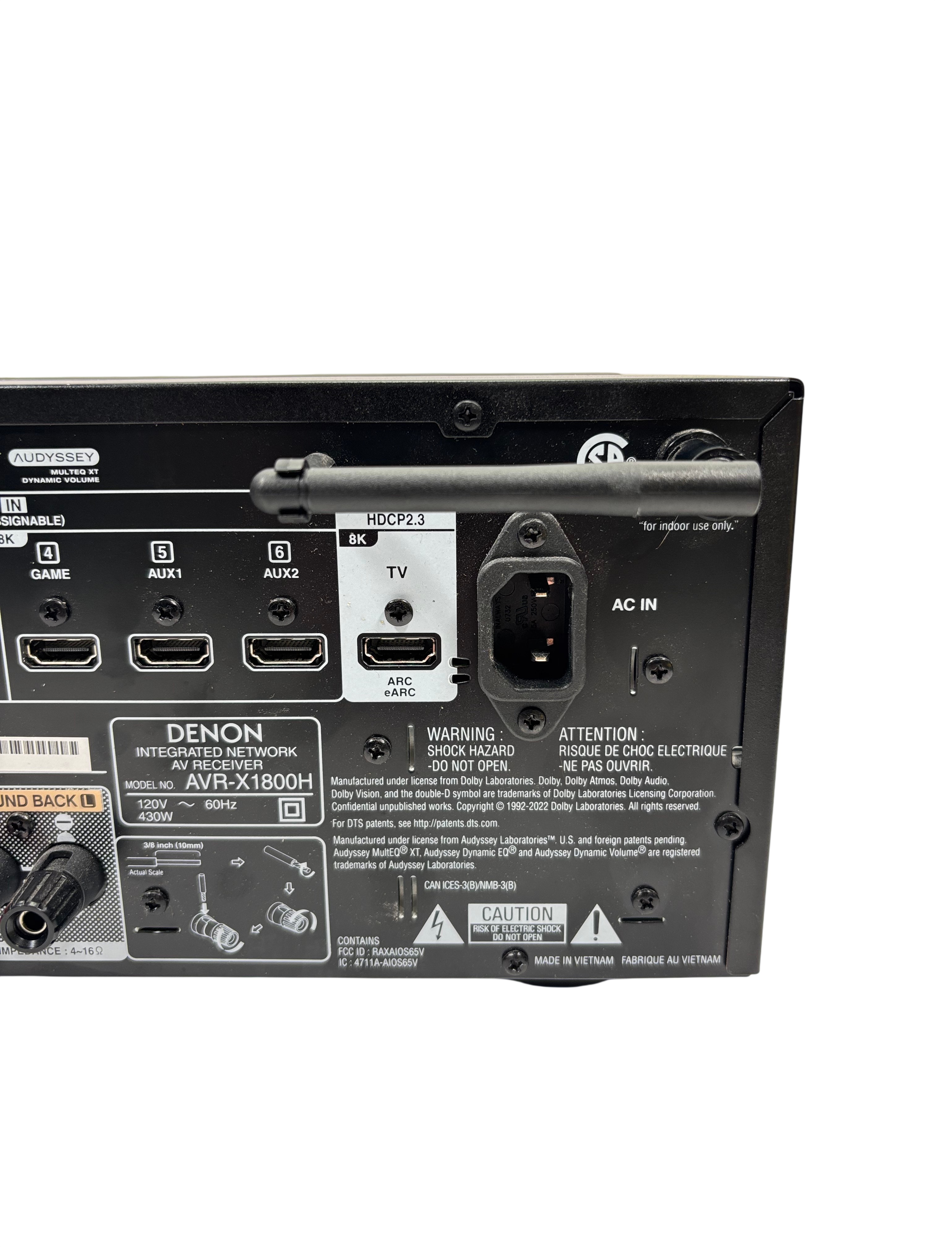 Denon AVR-X1800H 7.2 Channel 8K HDMI A/V Receiver