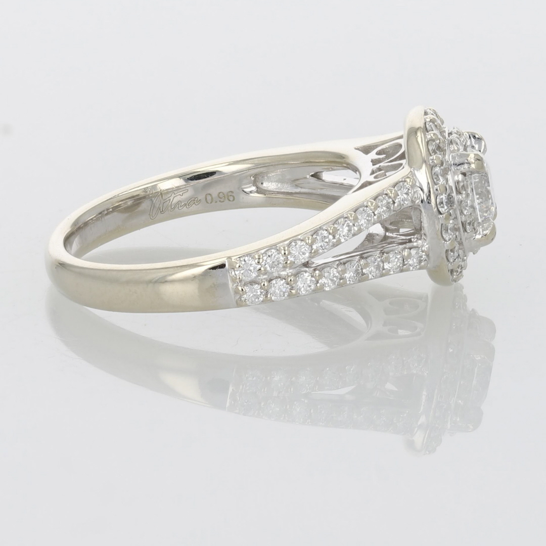 .96ctw Round Cut Diamond Double Halo Engagement Ring 14k White Gold ...