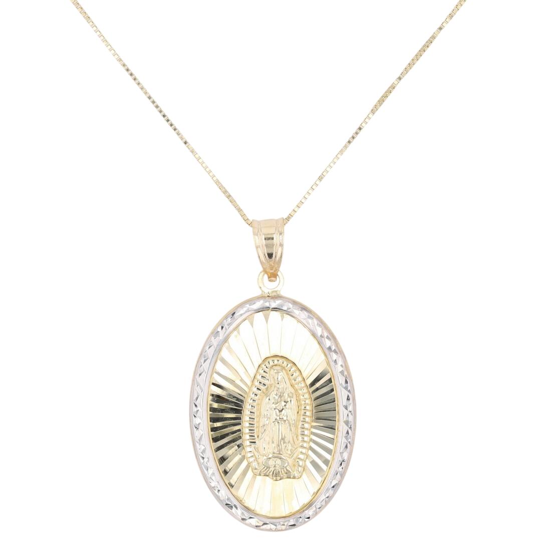 1 1/8" Oval Virgin Mary Pendant 19.25" Necklace 14k Multi-Tone Gold 2. ...