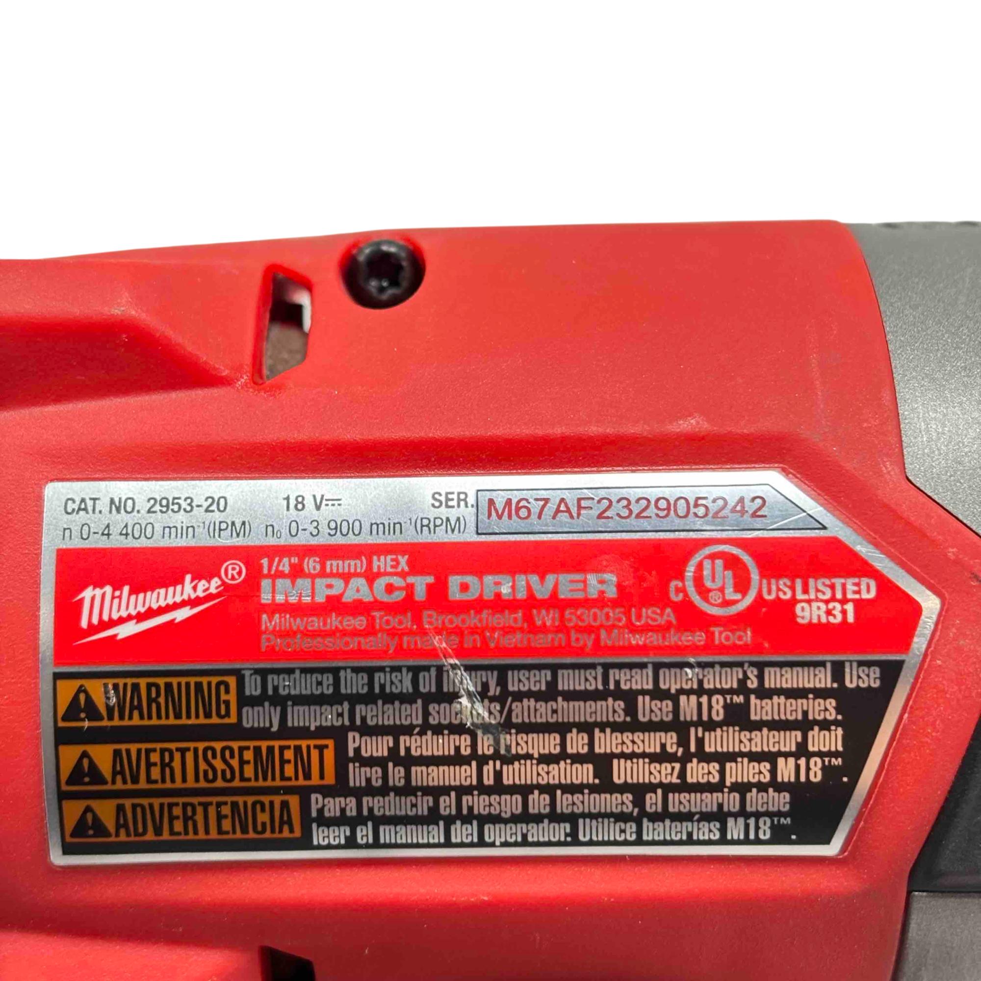 Milwaukee 2953-20 M18 FUEL Brushless Cordless 1/4