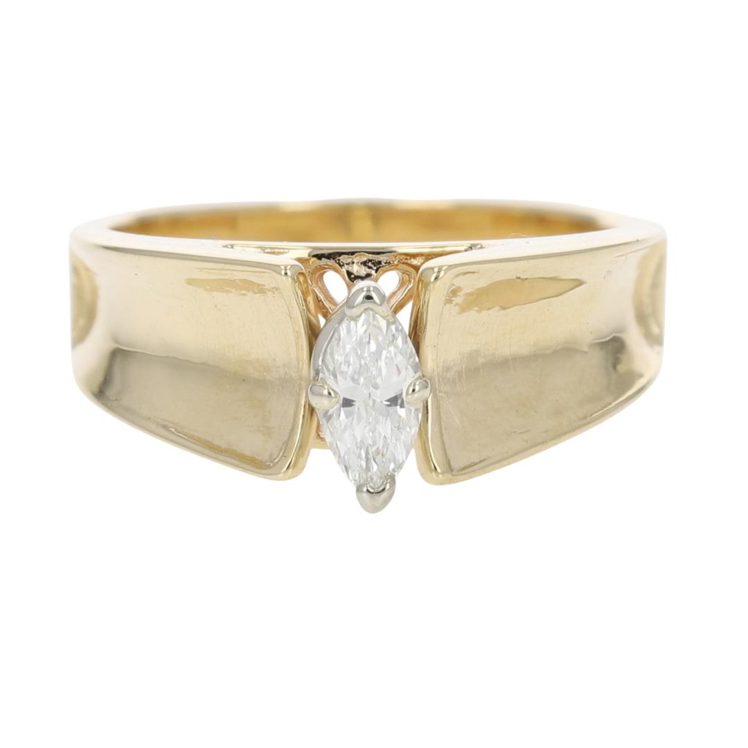 .32ct Marquise Cut Diamond Solitaire Engagement Ring 14k Yellow Gold Size 8