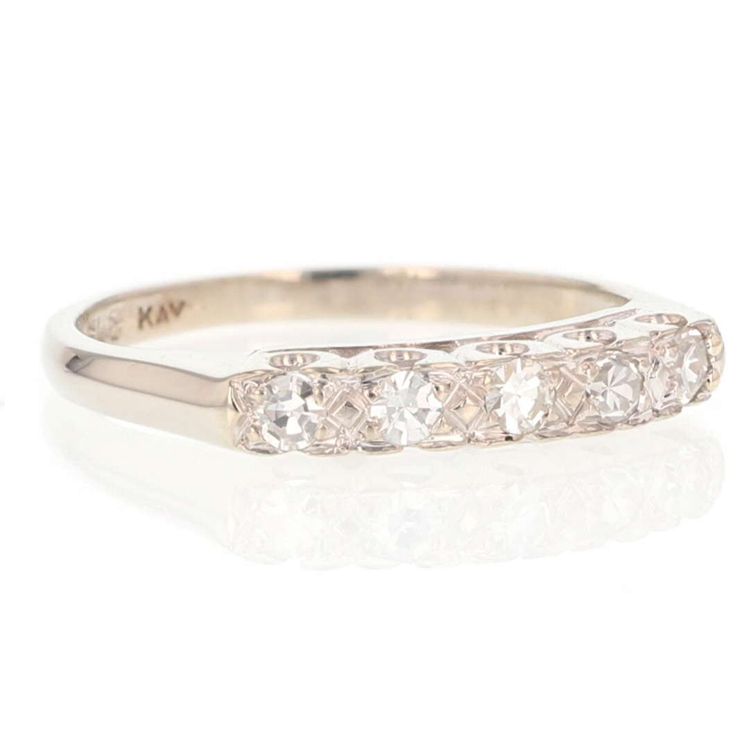 .20ctw Round Diamond Five Stone Vintage Wedding Band 14k White Gold ...