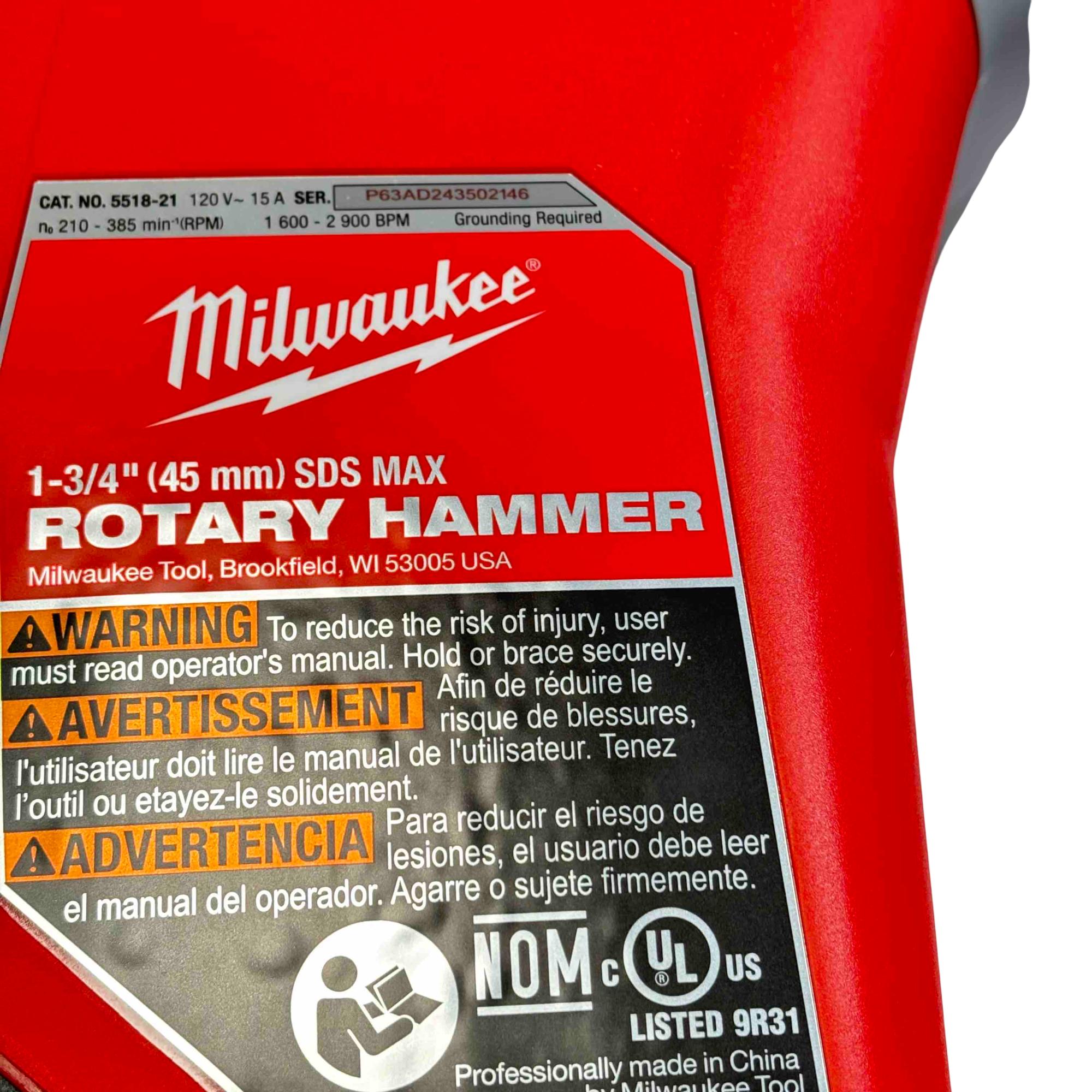 Milwaukee 5518-21 120V 15A 1-3/4