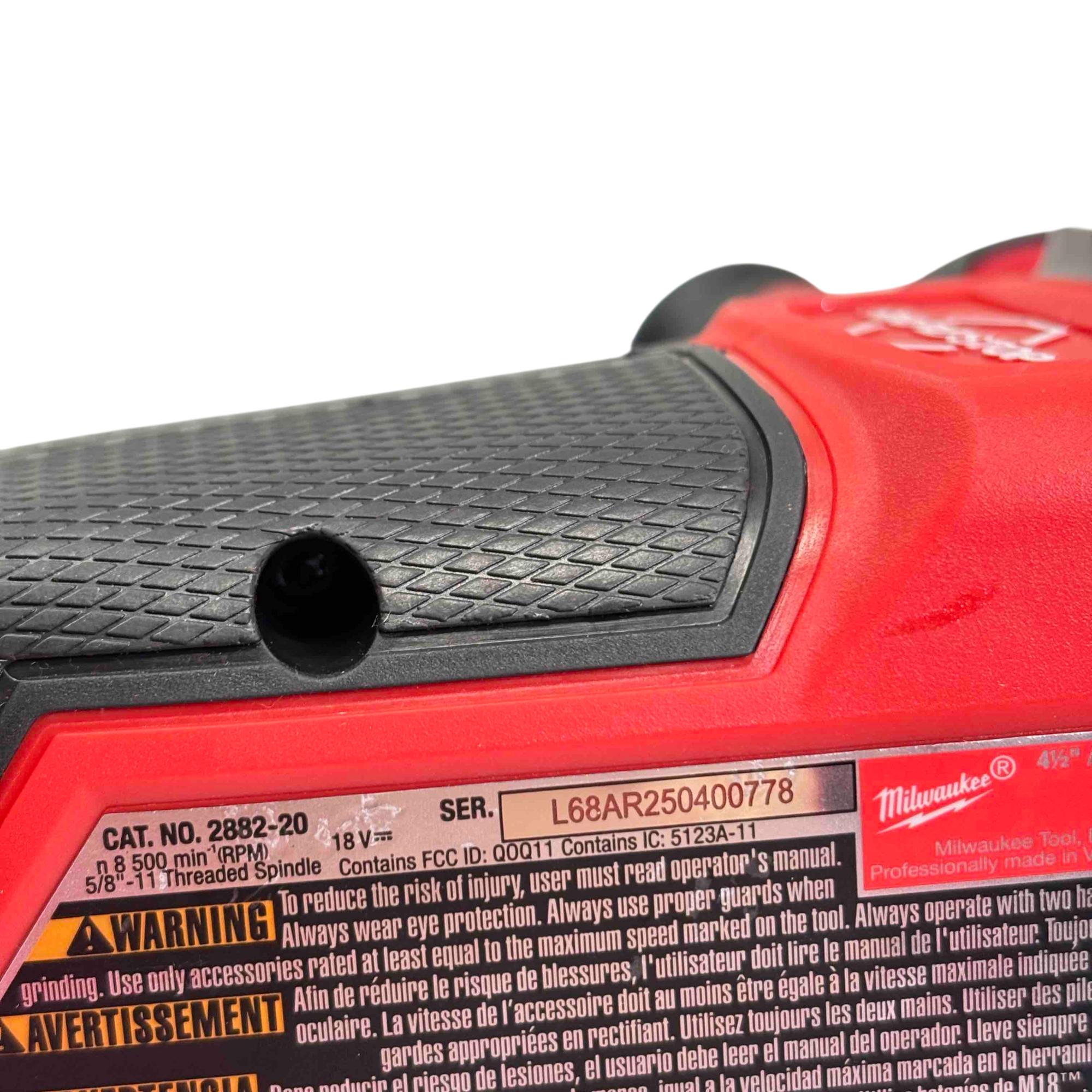 Milwaukee 2882-20 M18 FUEL ONE-KEY RAPIDSTOP Brushless 4-1/2