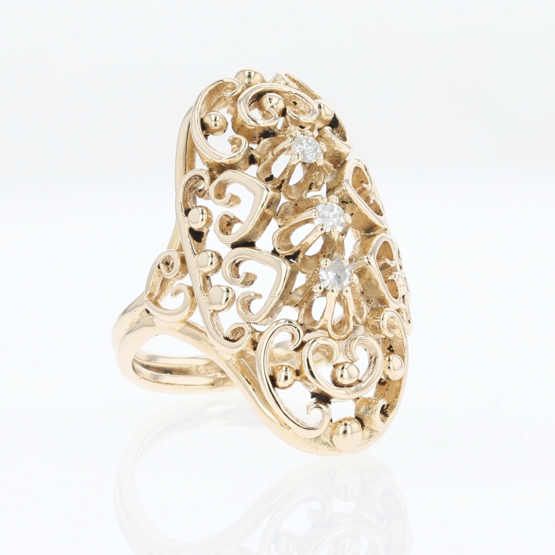 12ctw Round Diamond Prong Set Filigree Statement Ring 14k