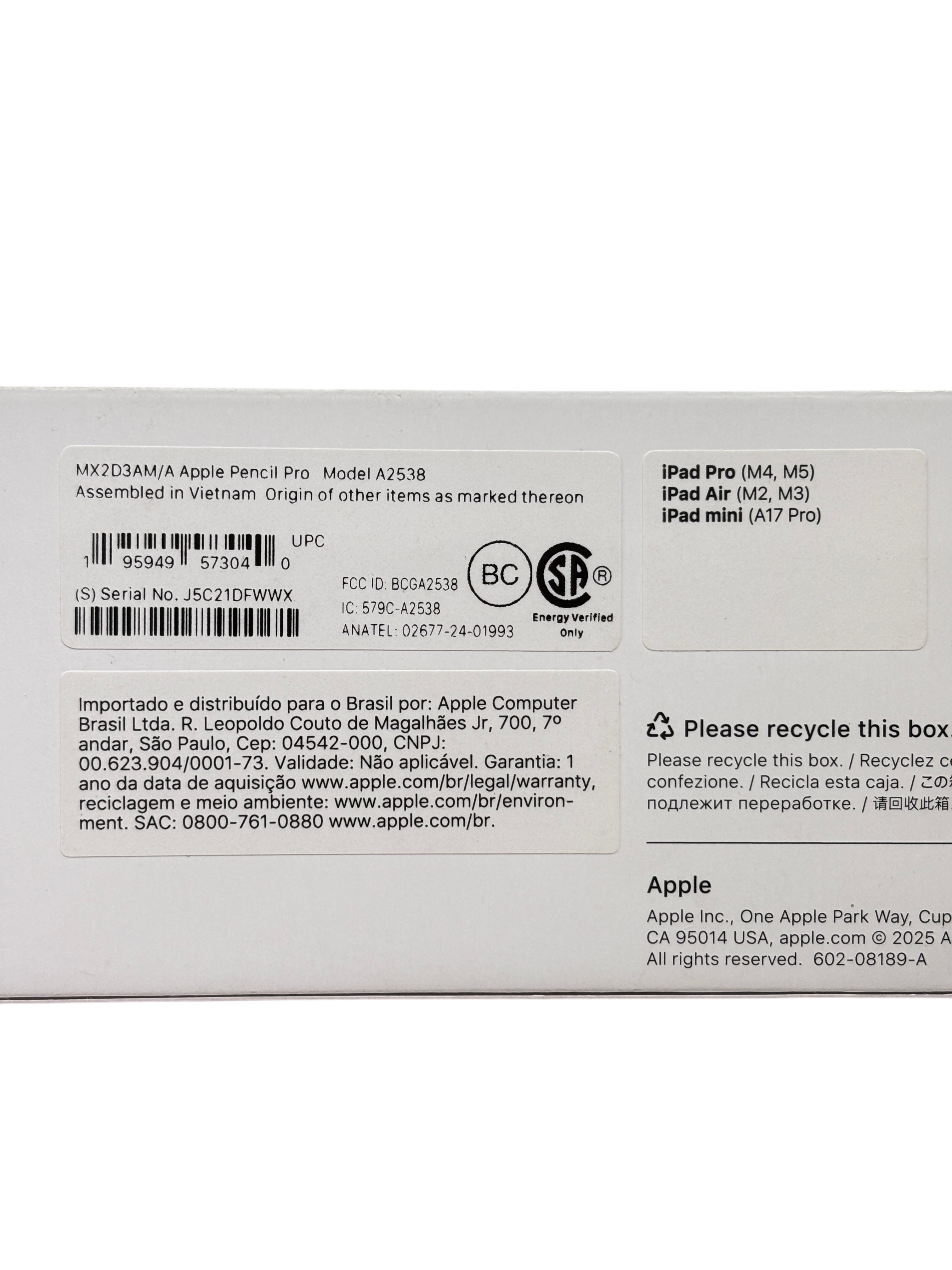 Apple Pencil Pro A2538 MX2D3AM/A Stylus - White 1534
