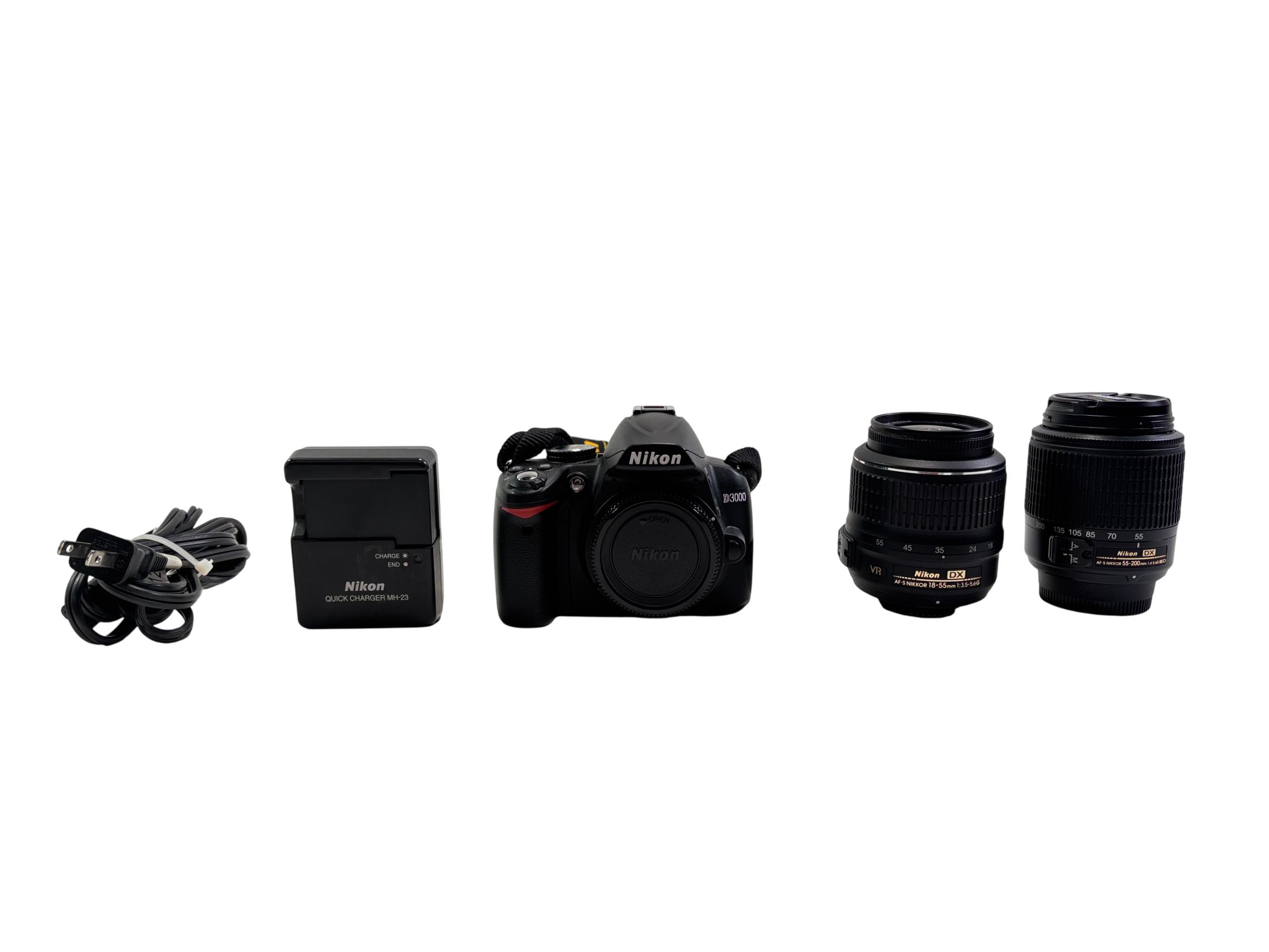 Nikon D3000 10.2MP Digital SLR Camera/AF-S NIKKOR 18-55mm Lens/55 