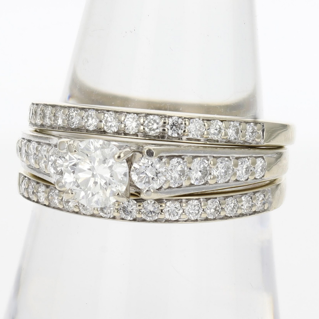 1.45ctw Round Cut Diamond with Accents Wedding Set Rings 14k White Gold ...