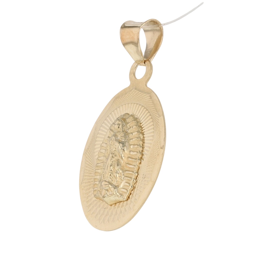 1" Religious Oval Virgin Mary Pendant No Chain 14k Yellow Gold Mexico 1 ...