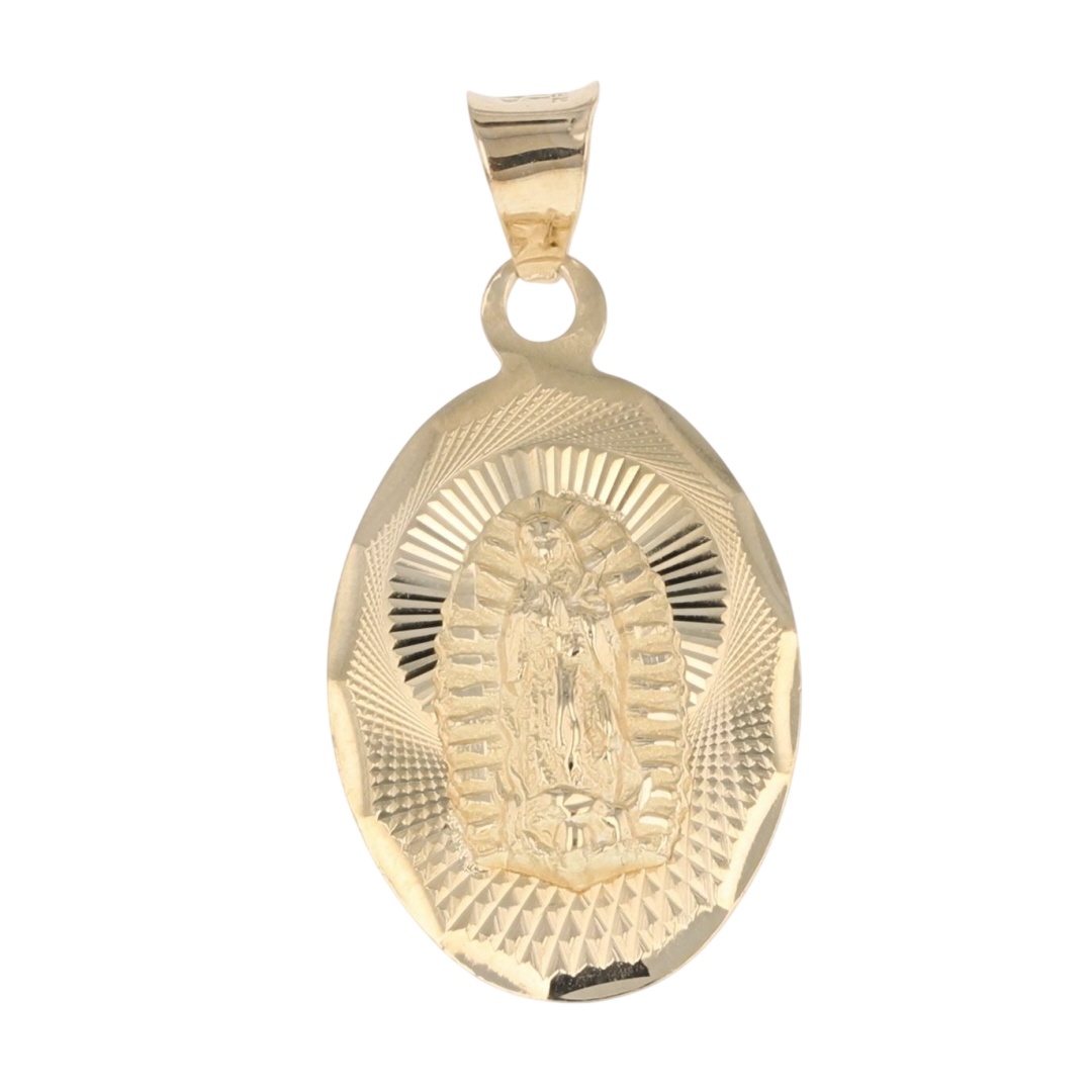1" Religious Oval Virgin Mary Pendant No Chain 14k Yellow Gold Mexico 1 ...