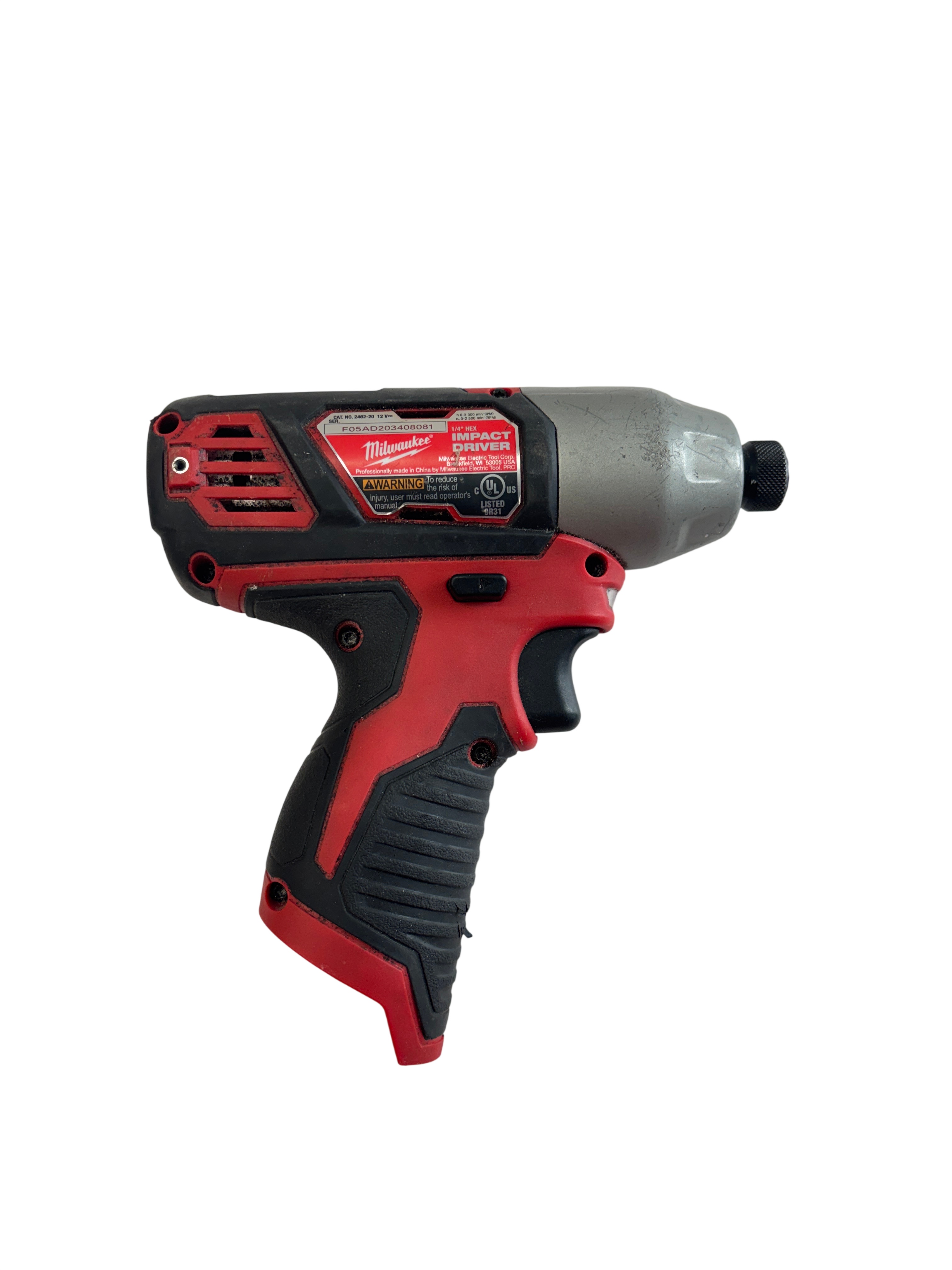 Milwaukee M12 2462-20 12V 1/4-Inch Hex Impact Driver – Bare Tool Only, With Belt Clip, Compact Cordless Driver