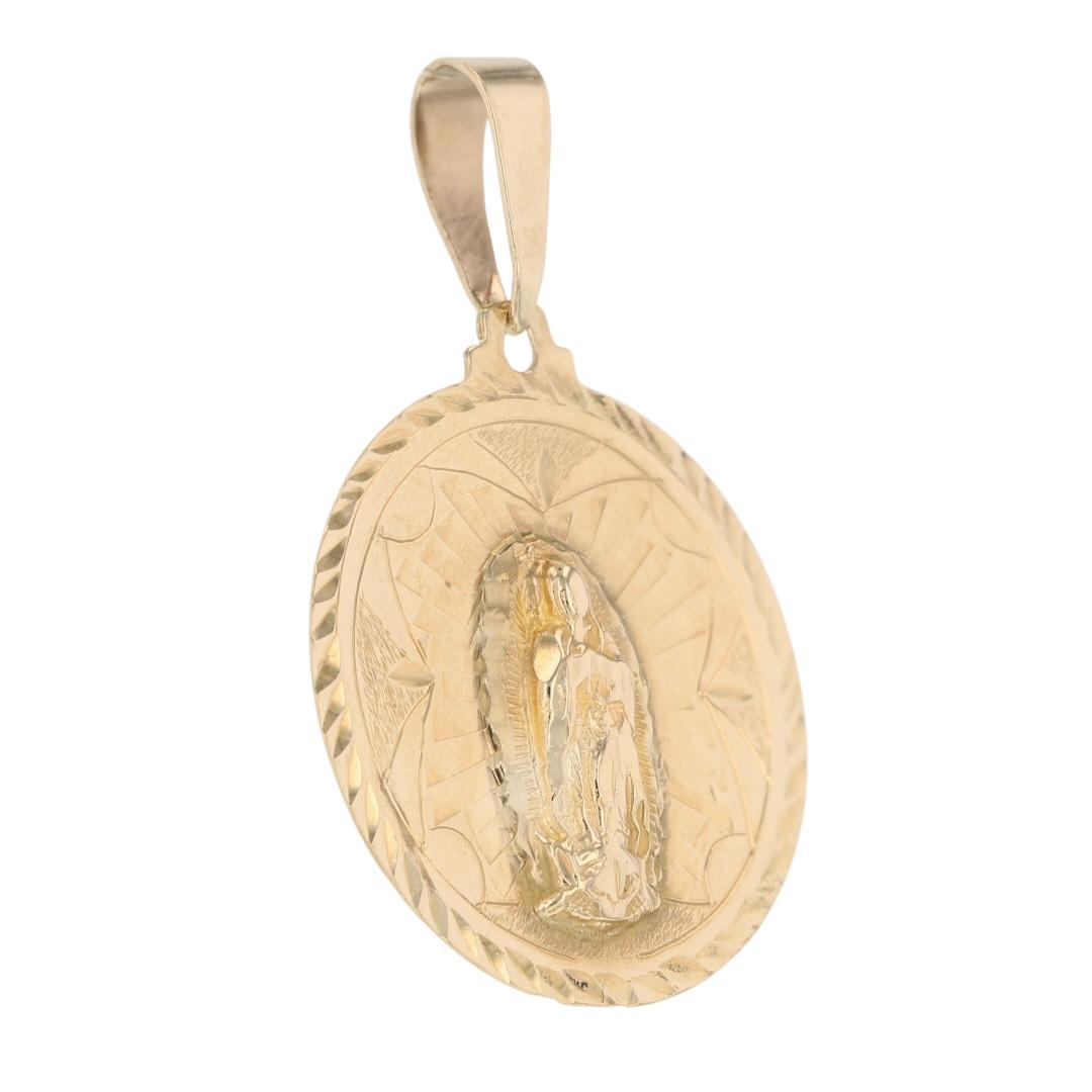 1.5" Religious Virgin Mary Round Pendant No Chain 14k Yellow Gold 3.24 ...