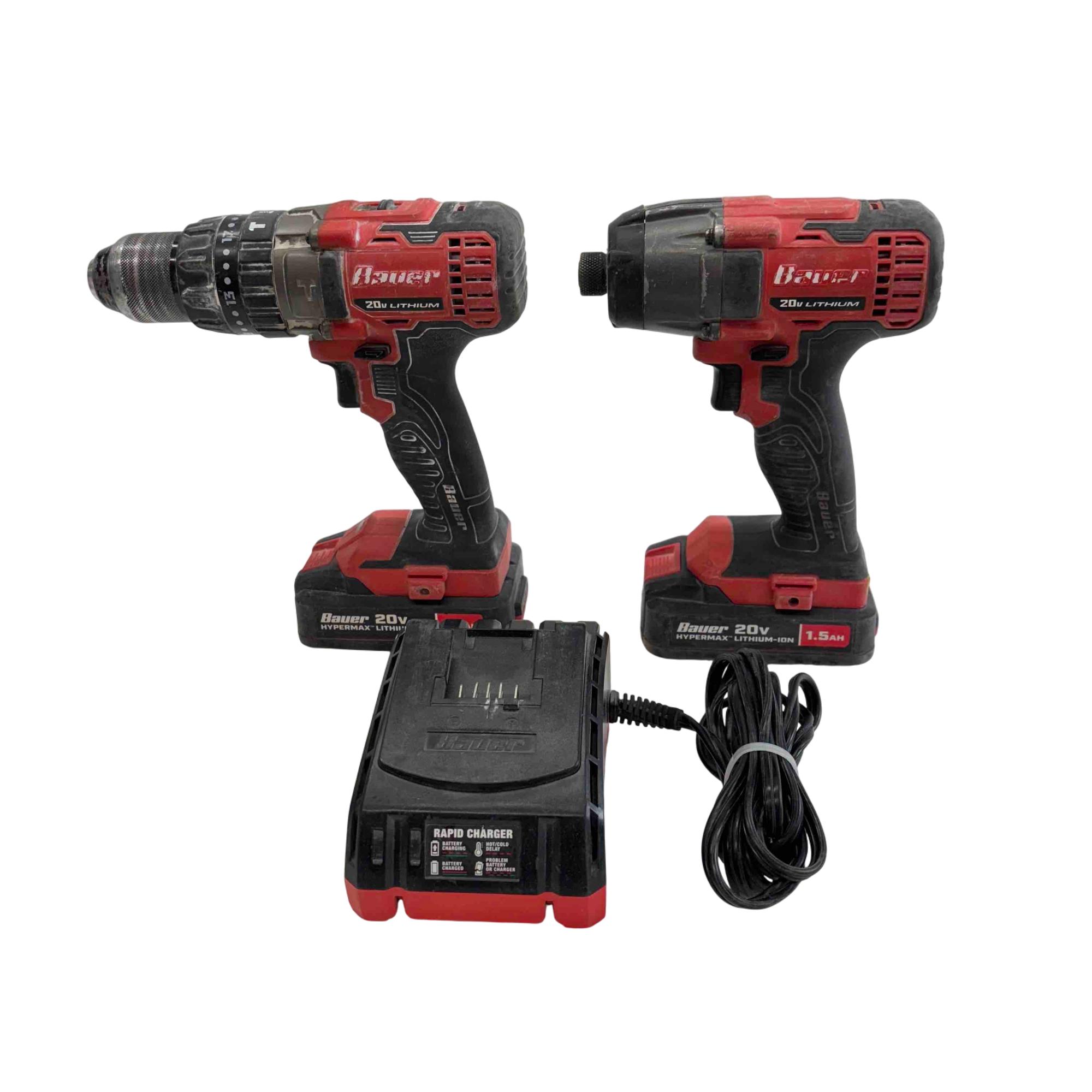 Driver Kit Bauer 20 Volt Impact Driver 20V Brushless Cordless, 1/4