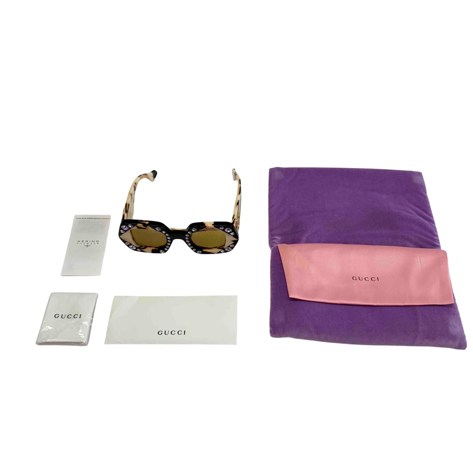Gucci GG1330S Crystal-Embellished Tortoiseshell Sunglasses display picture 1