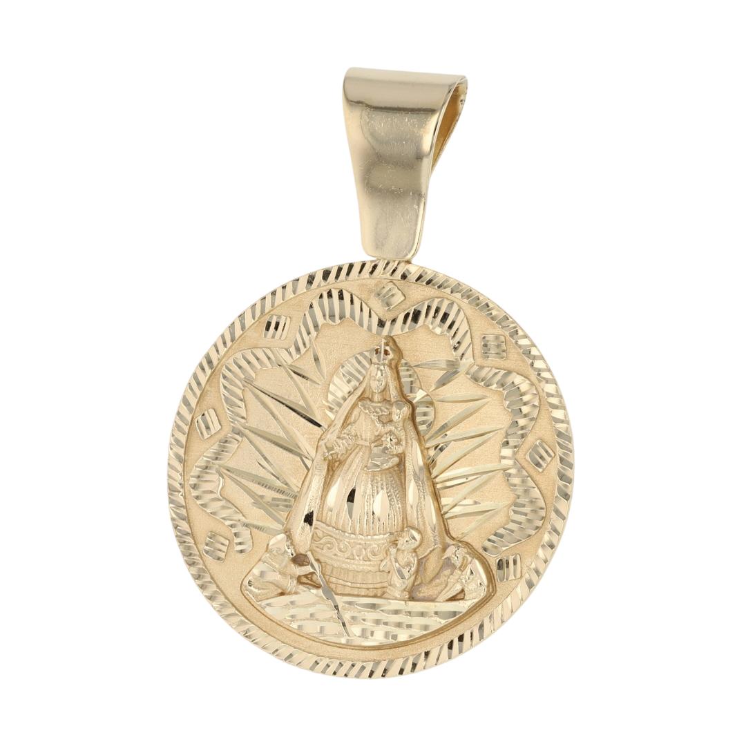 2" Religious Our Lady of Guadalupe Pendant w/o Chain 14k Yellow Gold 7. ...