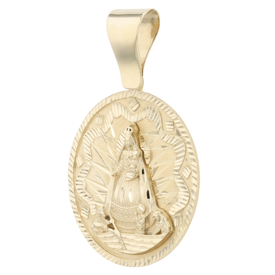 1 7/8" Religious Round Virgin Mary Pendant w/o Chain 14k Yellow Gold 7. ...