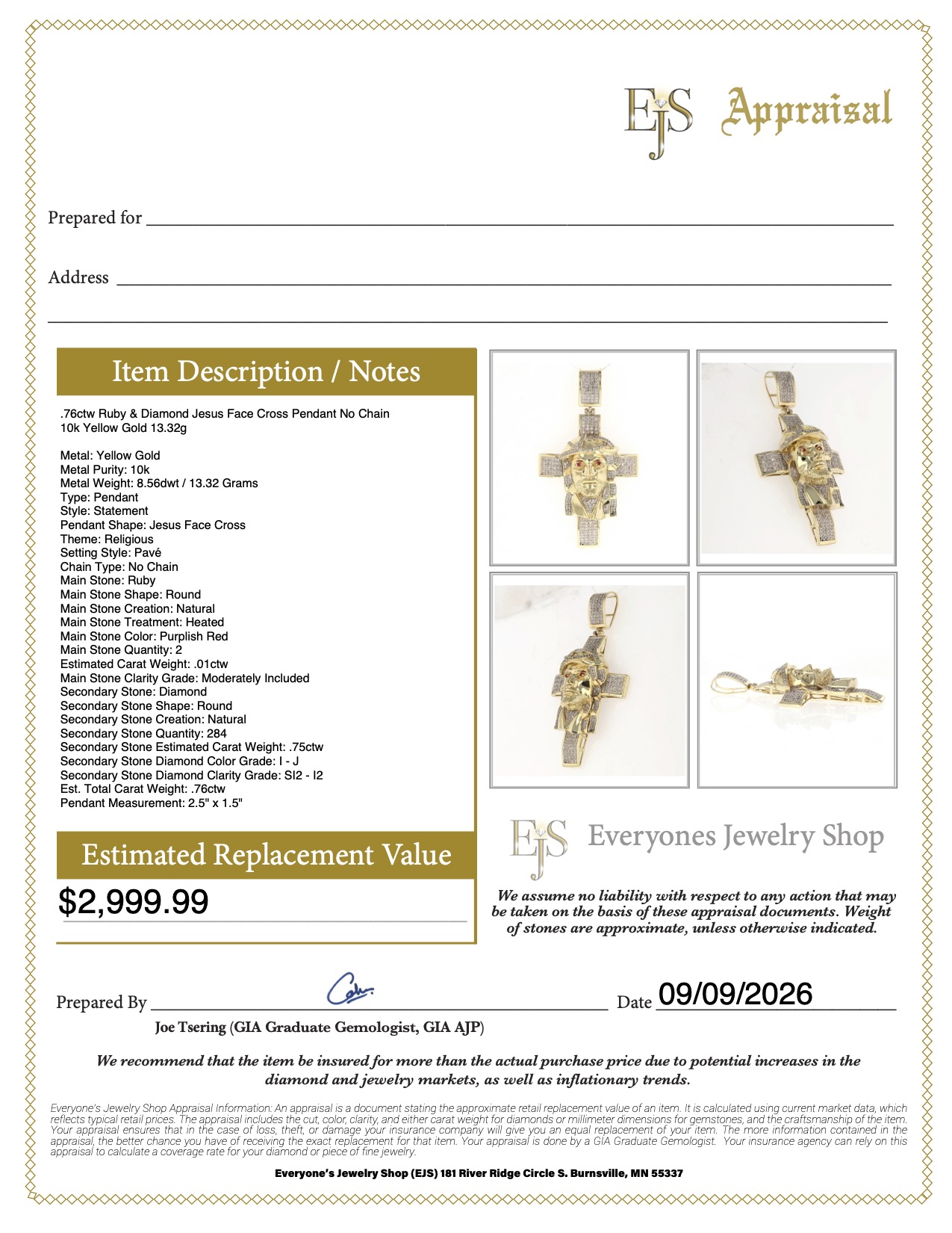 DO NOT DO 10coin pendant 美品 76ctw Ruby & Diamond Jesus Face Cross Pendant No Chain 10k Yellow