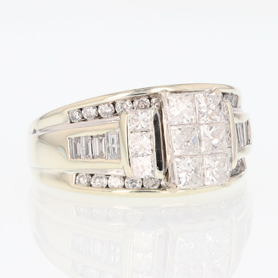 Princess Rentagle Ring 1.97ctw Princess Diamond Rectangle Cluster Engagement Ring 14k White ...