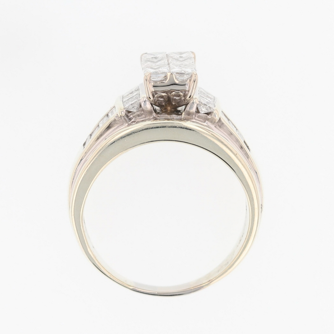 Princess Rentagle Ring 1.97ctw Princess Diamond Rectangle Cluster Engagement Ring 14k White ...