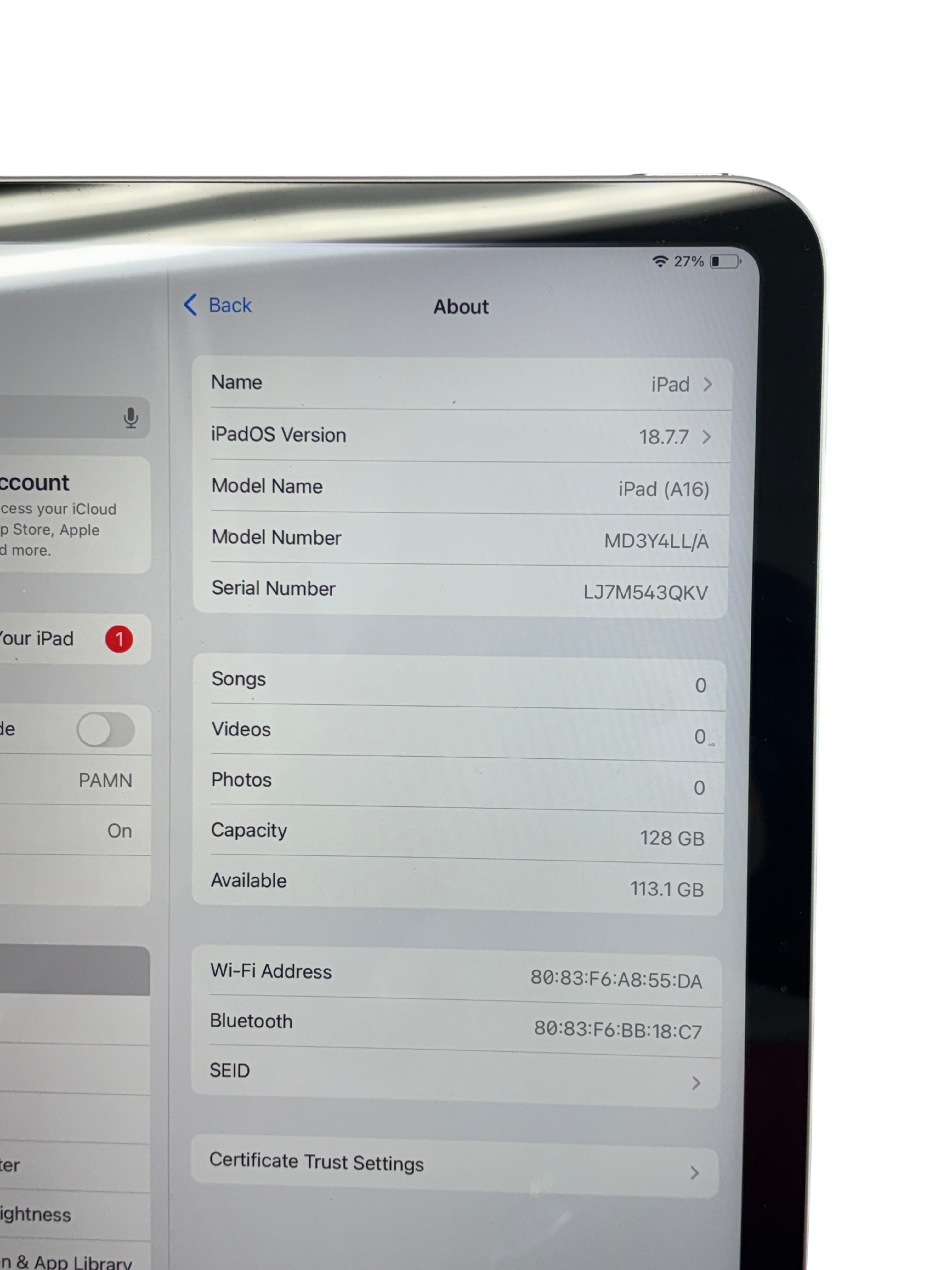 Apple iPad A16 MD3Y4LL/A 128GB 11