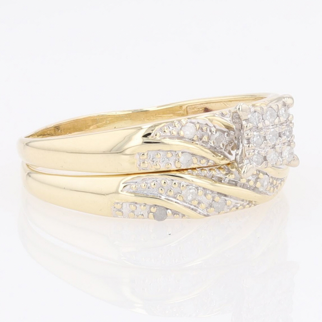.14ctw Round Cut Diamond Cluster Wedding Set Rings 10k Yellow Gold Size ...