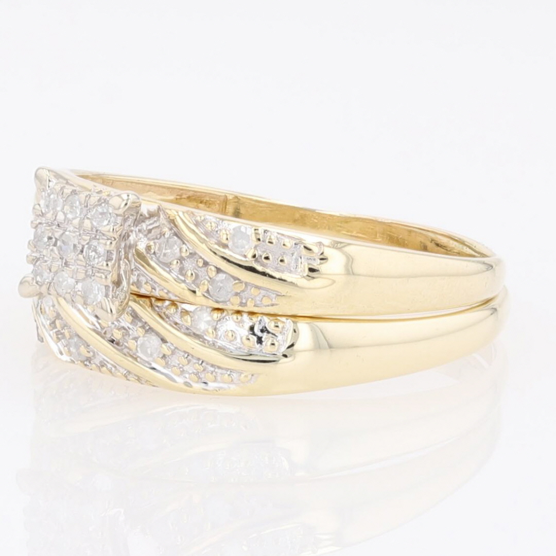 .14ctw Round Cut Diamond Cluster Wedding Set Rings 10k Yellow Gold Size ...