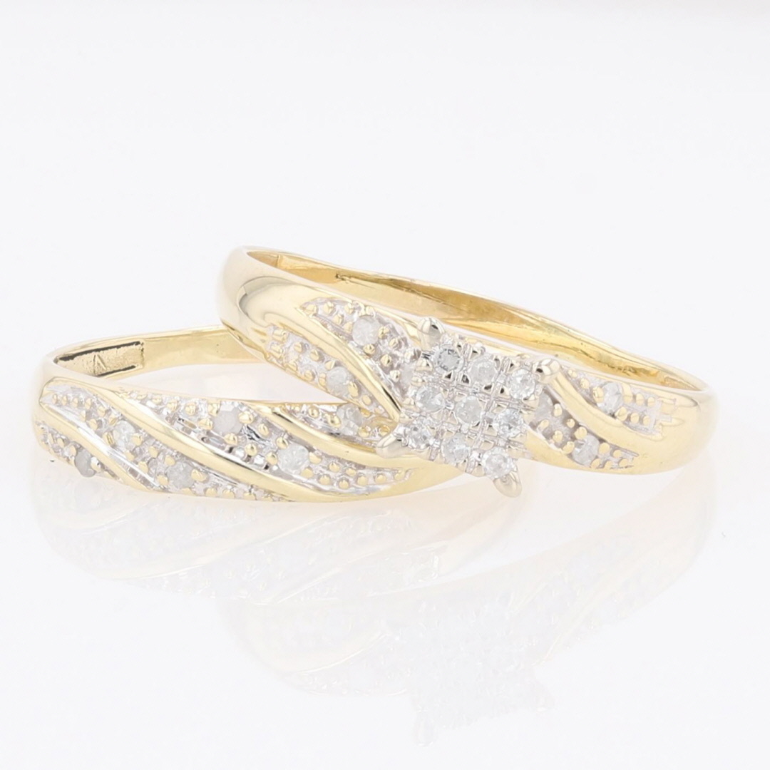 .14ctw Round Cut Diamond Cluster Wedding Set Rings 10k Yellow Gold Size ...