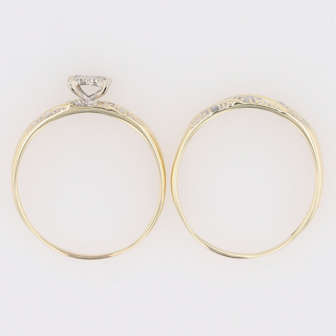 .14ctw Round Cut Diamond Cluster Wedding Set Rings 10k Yellow Gold Size ...
