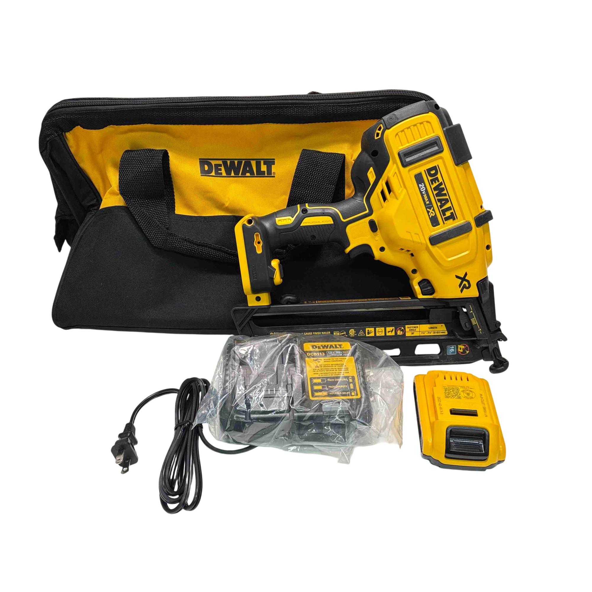 20-Volt Max 16-Gauge Cordless Angled Finish Nailer Kit with Bonus Lithium-Ion Compact Battery Pack 2.0Ah 20-Volt Max 16-Gauge Cordless Angled Finish Nailer Kit with Bonus Lithium-Ion Compact Battery Pack 2.0Ah