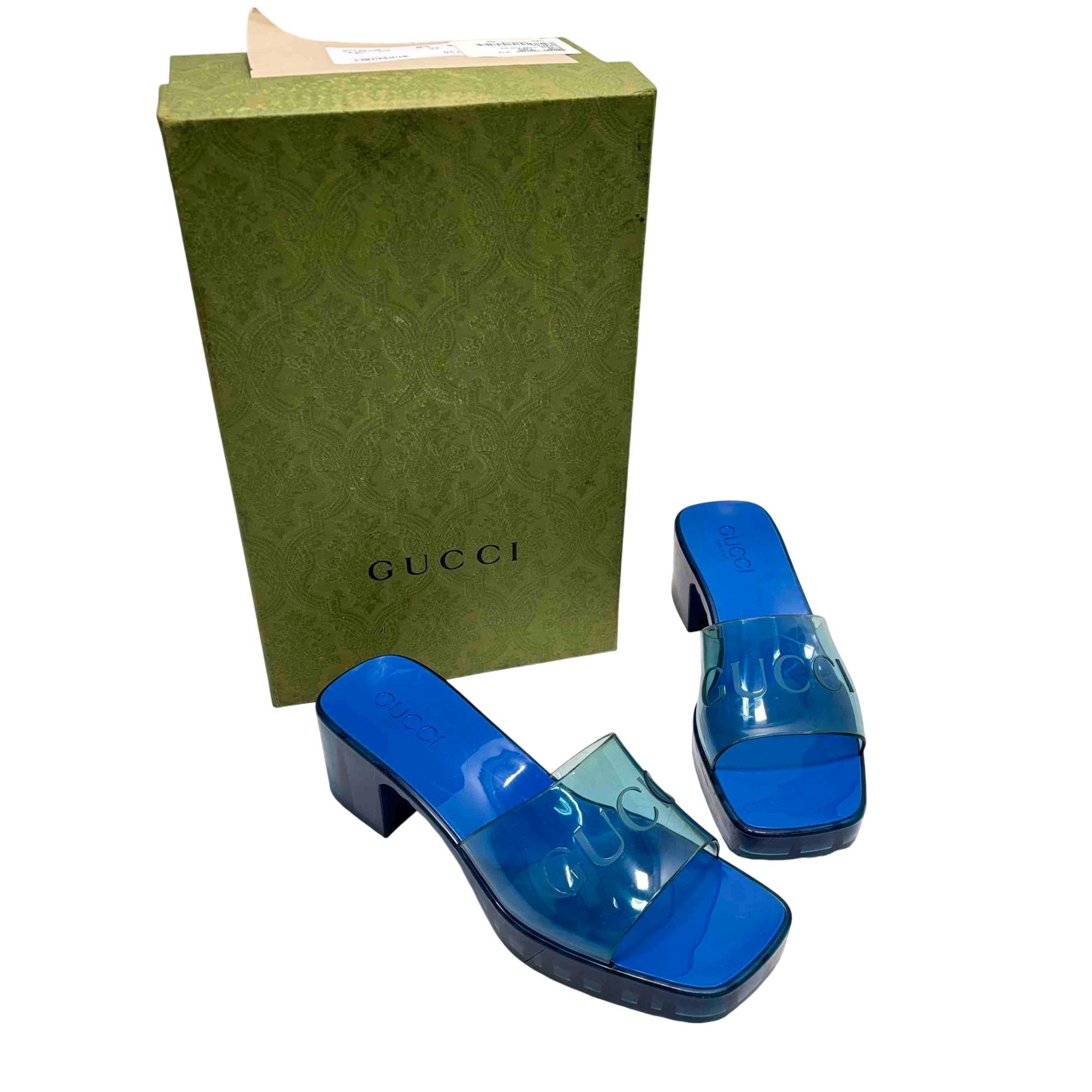 GUCCI 659261-J8700 Blue Transparent Rubber Platform Sandals - WM