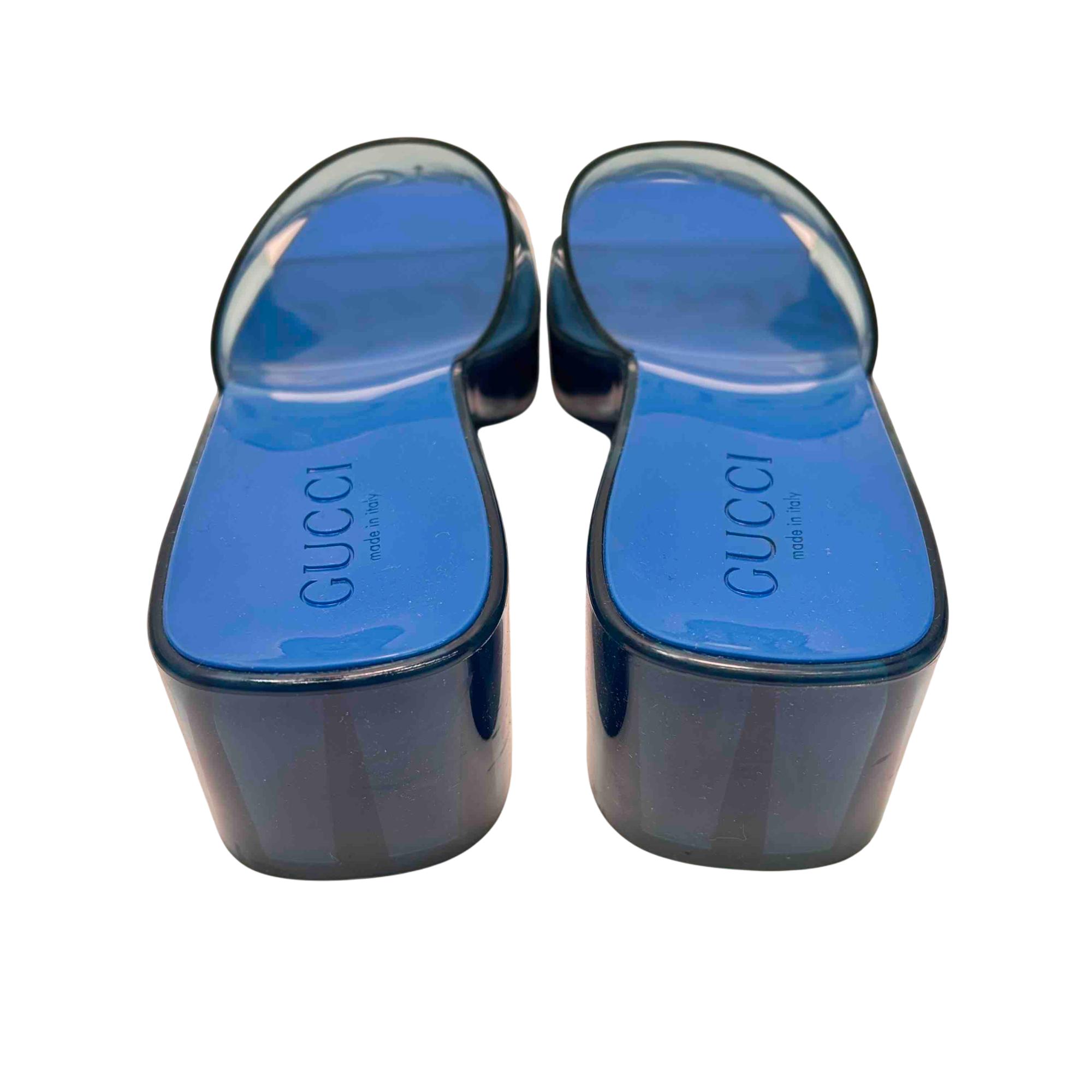 GUCCI 659261-J8700 Blue Transparent Rubber Platform Sandals - WM