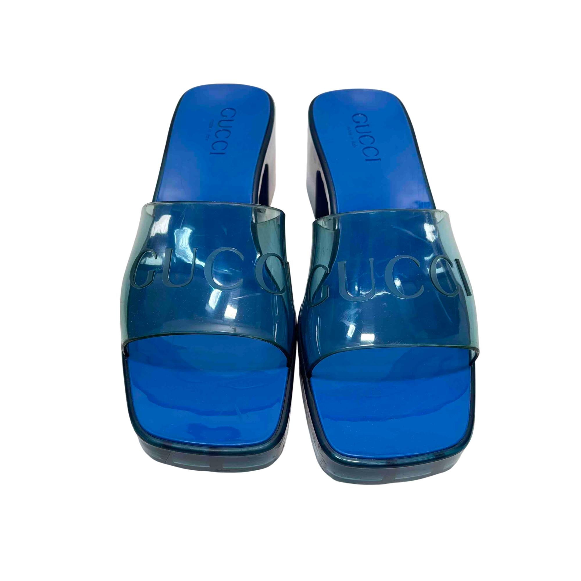 GUCCI 659261-J8700 Blue Transparent Rubber Platform Sandals WM