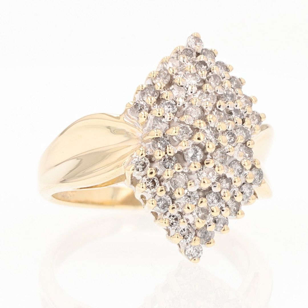 1.20ctw Round Cut Diamond Cluster Statement Ring 10k Yellow Gold Size 7.5