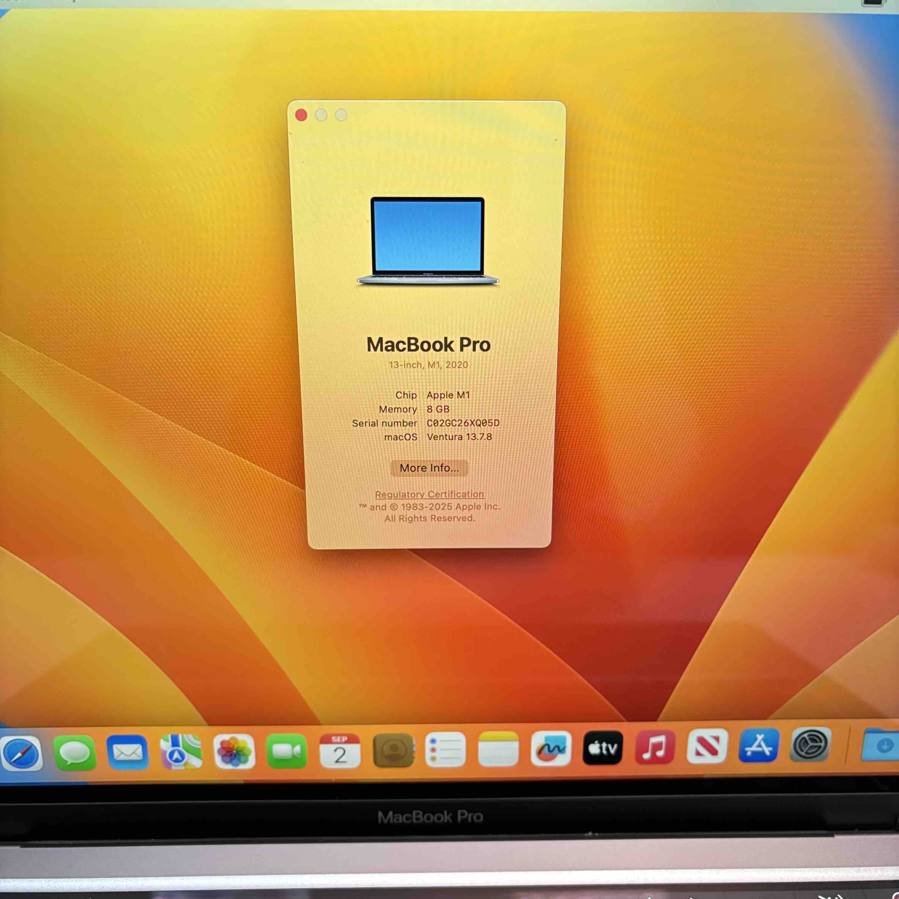 Apple MacBook Pro 2020 MYD82LL/A Apple M1 3.2GHz 8GB RAM