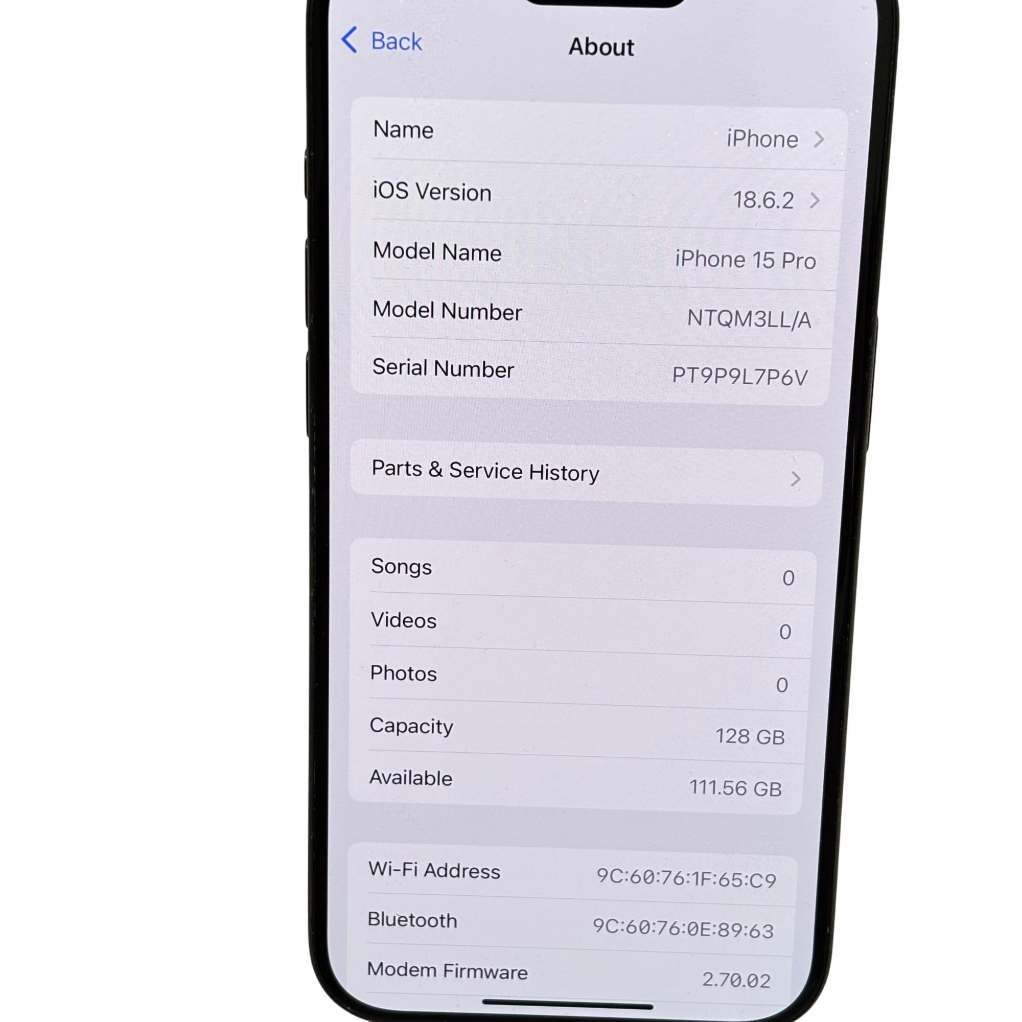 Apple iPhone 15 Pro NTQM3LL/A 128GB Wifi 6.1