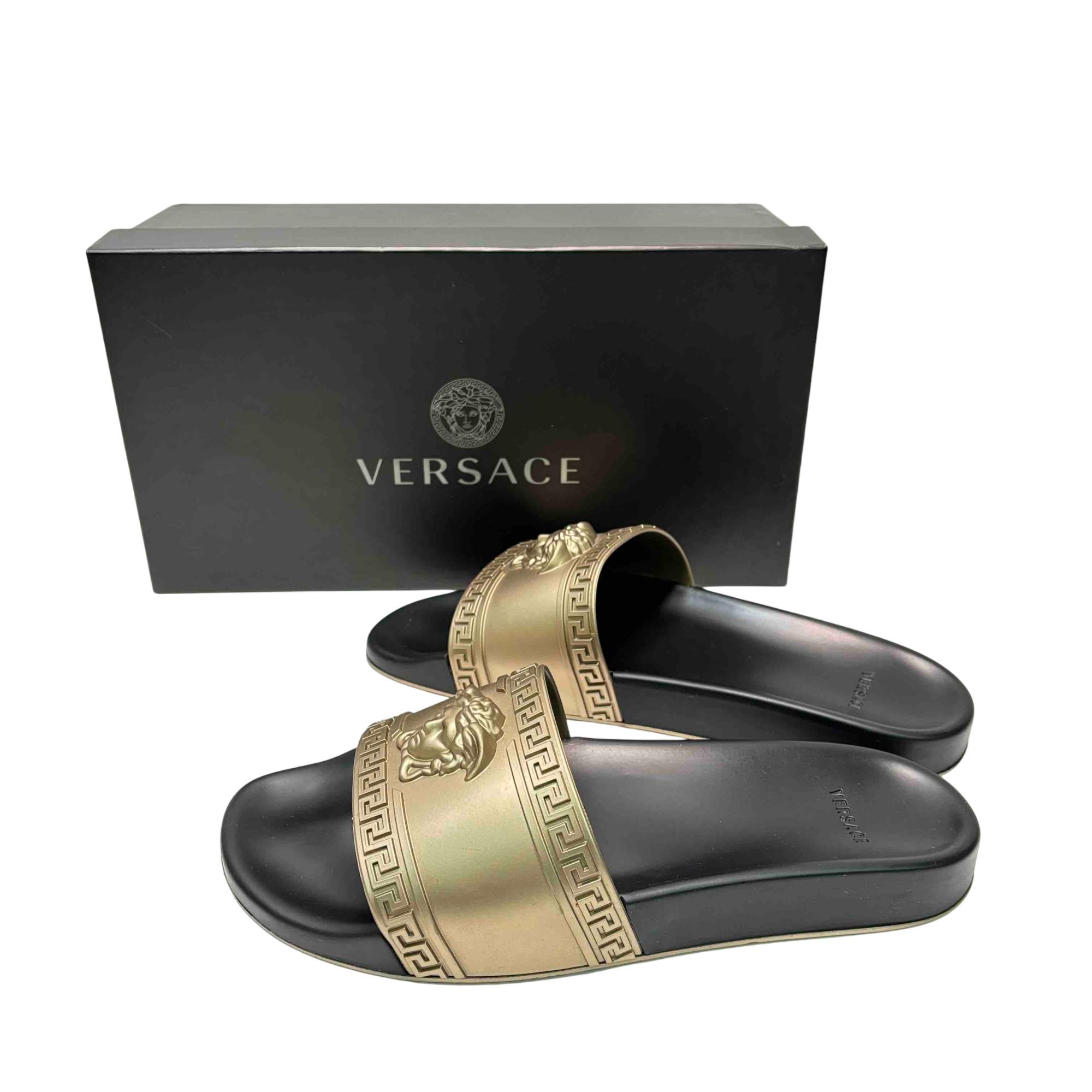 Versace DSU5883D Medusa Gold/Black Pool Slides - Men