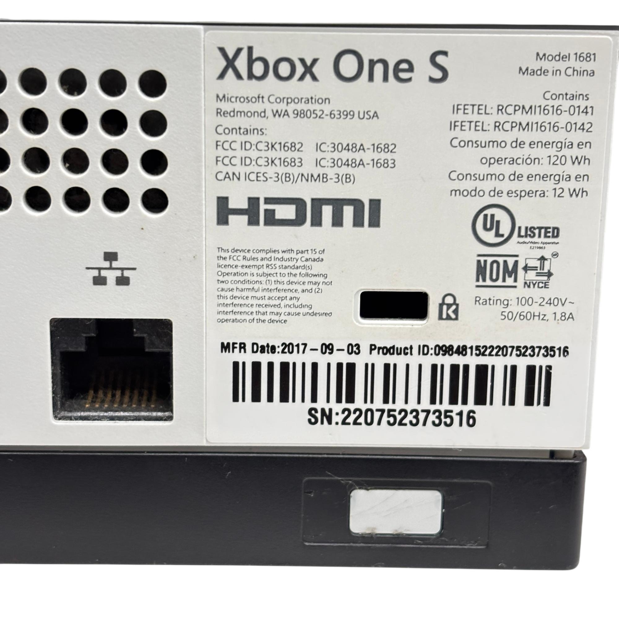 Microsoft Xbox One S Model 1681 500GB White Home Video Game Console 6752