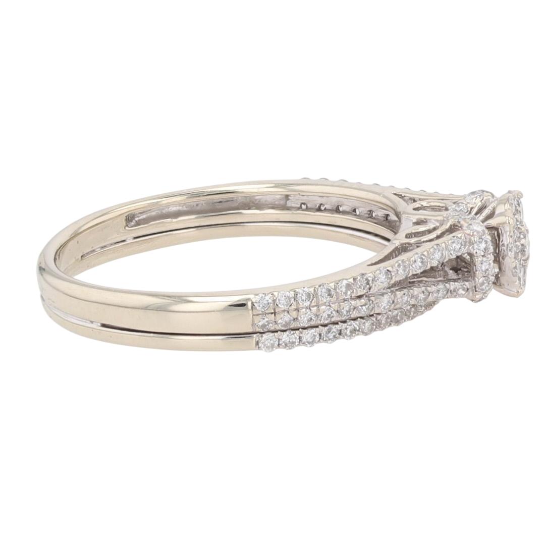 .34ctw Round Cut Diamond Cluster Wedding Set Rings 14k White Gold Size 5.25