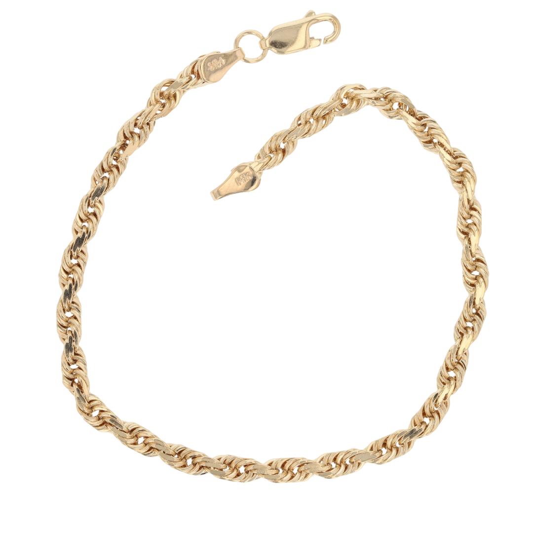 R C I 14k Yellow Gold Solid Rope Chain Anklet – 10 Inch, Lobster Claw, 2.5 Grams, Made In Peru