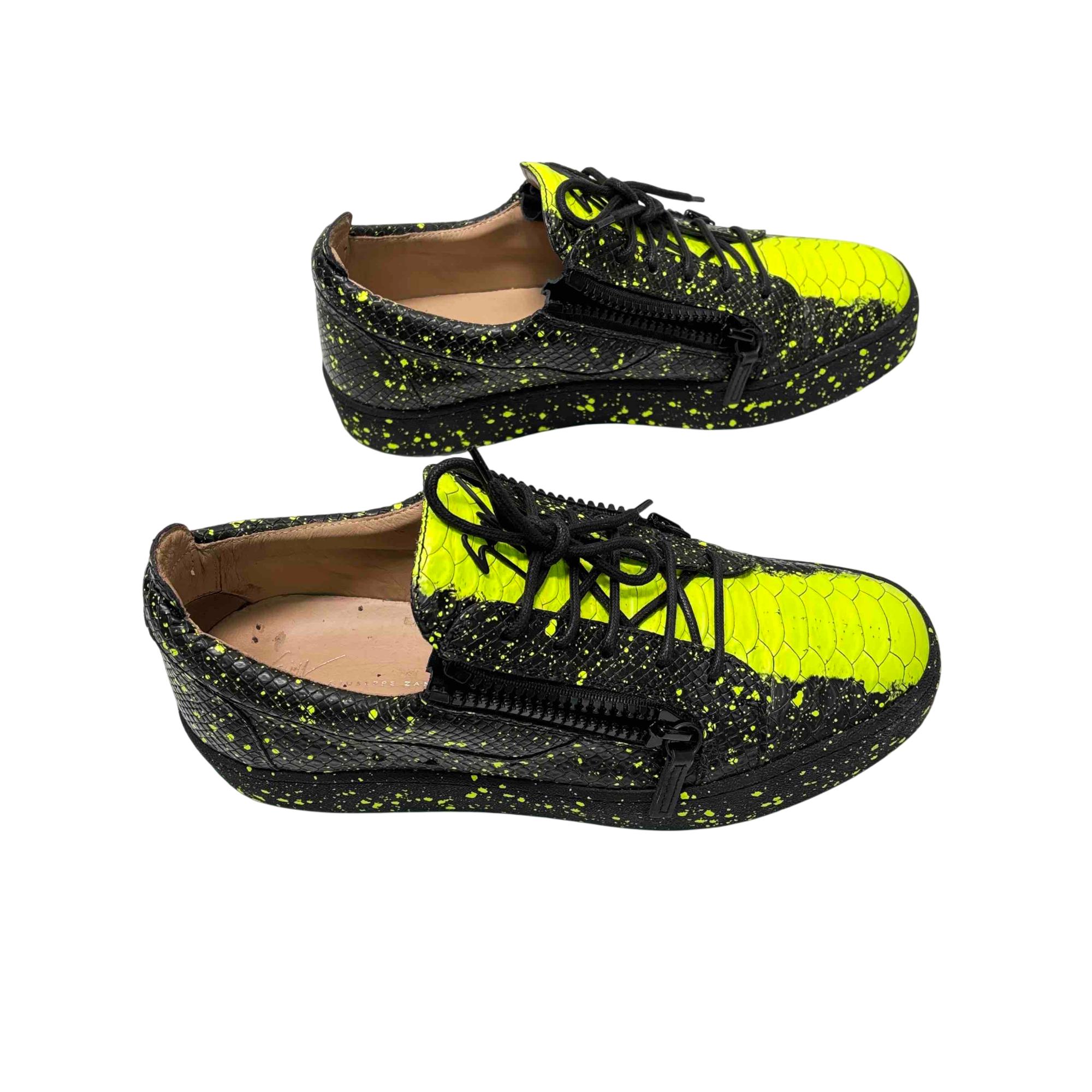 ラッキー Giuseppe Zanotti Green/Black Frankie Paint Splatter Sneakers